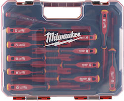 Milwaukee Set 12 Magnetice Șurubelnițe Electricianului VDE 1000V cu 12 Vârfuri Schimbabile