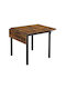 Table Kitchen Extendable Wooden with Metal Frame Natural 84.5(+35)x78x76.2cm