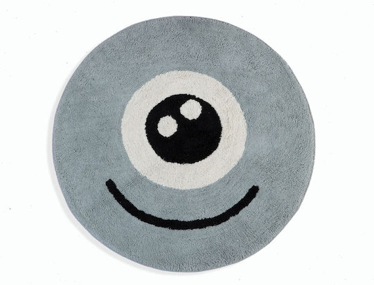 Nef-Nef Homeware Monstermania Kids Rug Cotton Gri Round with Diameter 100cm