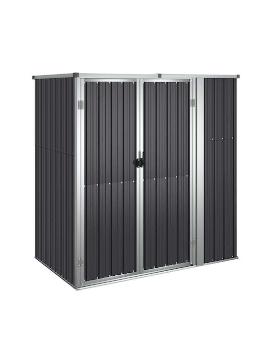 Metallic Galvanized Garden Warehouse with Double-Leaf Door Ανθρακί L1.61xW0.89xH1.61cm