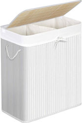 Songmics Wäschekorb Bamboo Klappbar 100lt mit Deckel 51,5x31,5x60,5cm Weiß