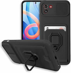 Bodycell Multifunction Plastic Back Cover with Strap and Credit Card Holder Black (Galaxy A03)