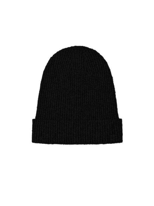 Only Beanie Beanie with Rib Knit in Black color