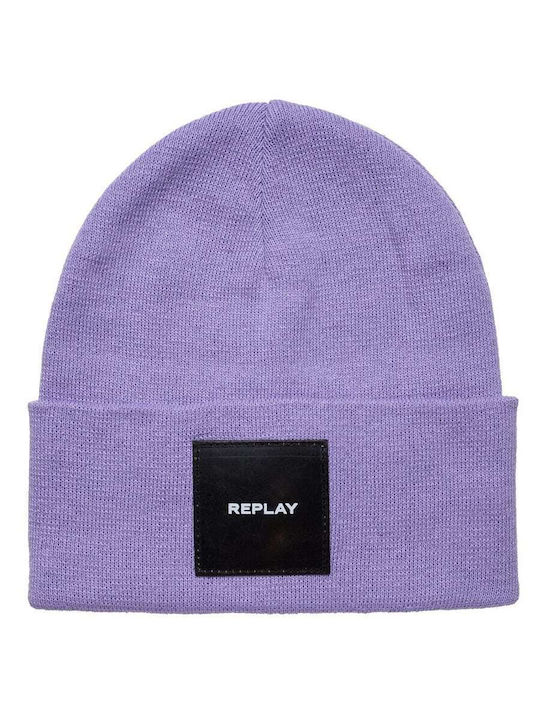 Replay Knitted Beanie Cap Lilac