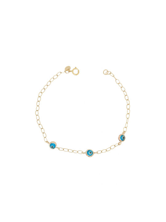 Mertzios.gr Kids Bracelet Chain from Gold 9K with Evil Eye