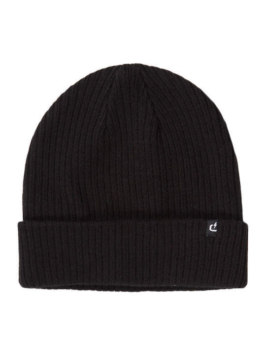 Unisex Beanie Wendbarer Mütze mit Rippenstrick in Schwarz
