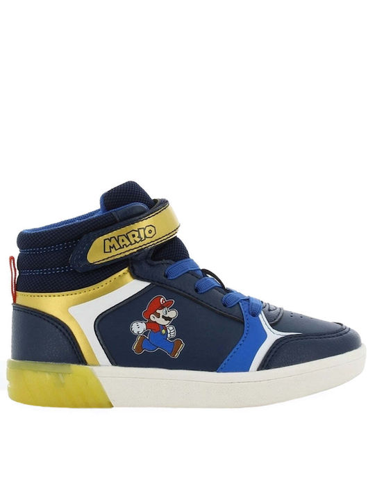 Modum Παιδικά Sneakers High Super Mario με Φωτάκια για Αγόρι Μπλε