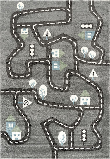 Beauty Home Kids Synthetic Rug Yolo 9519 Road 133x190cm 12mm Grey