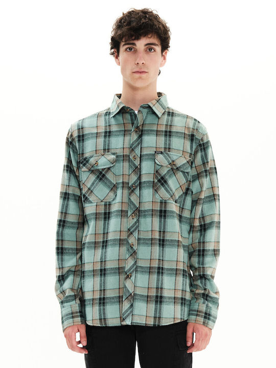 Emerson Langärmlig Flanell Hemd Geprüft Mist/Black