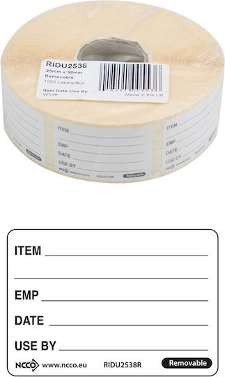 1000 Selbstklebende Etikettenrollen 25x38mm 1Stück