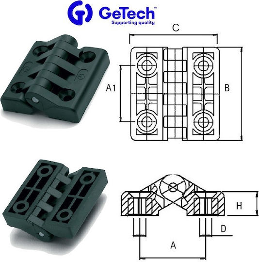 Getech Scharnier für Boot-Deck-Zubehör mit Edelstahl-Achse 98x96.5mm