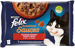 Purina Felix Sensations Sauces Wet Food for Adult Cat in Pouch with Beef and Turkey 12x85gr