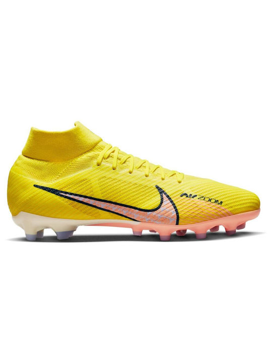 Nike Zoom Mercurial Superfly 9 AG-Pro Ψηλά Ποδοσφαιρικά Παπούτσια με Τάπες Yellow Strike / Coconut Milk / Sunset Glow