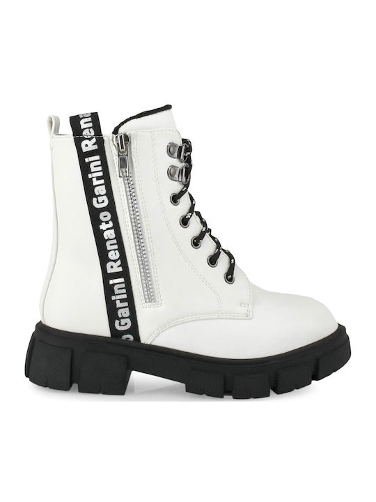 Lederne Kinderstiefel mit Reißverschluss Weiß