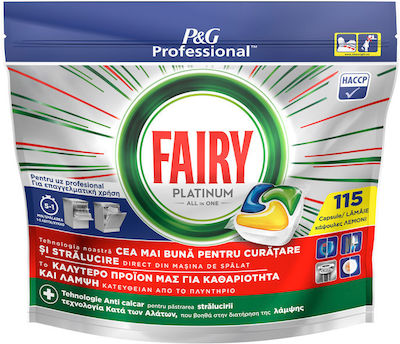 Fairy Jar Platinum All in One Επαγγελματικές 115 Κάψουλες Πλυντηρίου Πιάτων με Άρωμα Λεμόνι