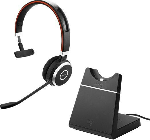 Jabra Evolve 65 SE Mono MS w/Charging Stand Wireless On Ear Multimedia Headphone with Microphone USB-A / Bluetooth