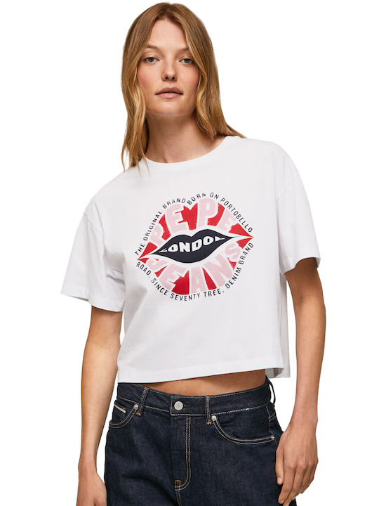 Pepe Jeans Damen Crop T-shirt Weiß