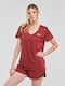 Women's T-shirt with V Neckline Red