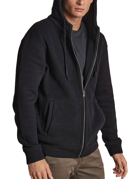 Dirty Laundry Men's Sweatshirt Jacket with Hood and Pockets Black