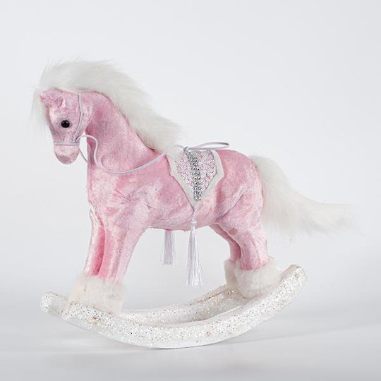 Eurolamp Weihnachtliche Stoff Figur Pferd Rosa Höhe 38cm