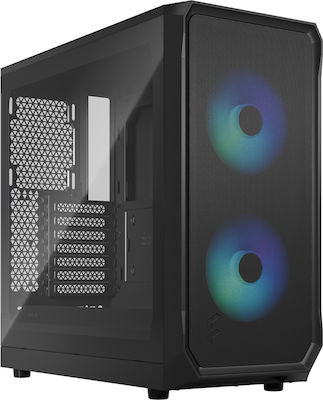 Fractal Design Focus 2 Gaming Midi Tower Computer Case with Window Panel RGB Black