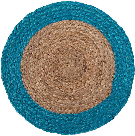 Silk Fashion Platzdeckchen Rund Korbweide Natural/Turquise 38cm 1Stück