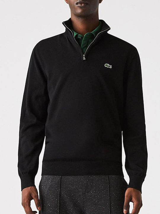 Lacoste Men's Long Sleeve Sweater with Zipper Black