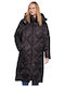 Lang Damen Puffer Jacke für Winter Schwarz