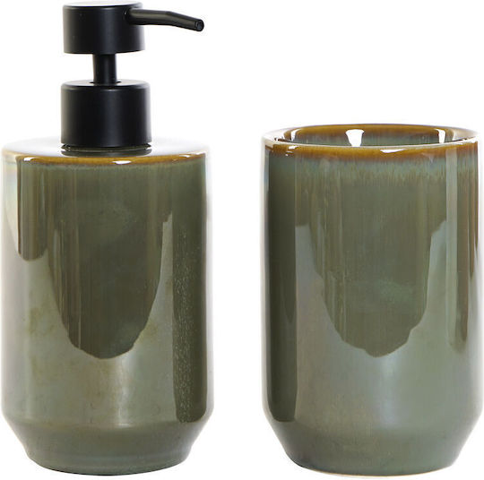 DKD Home Decor Badezimmer-Accessoire-Set Keramik Grün 2Stück