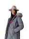 Splendid Women's Long Puffer Jacket for Winter with Hood Gray