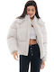 Women's Short Puffer Jacket for Winter with Hood Ice
