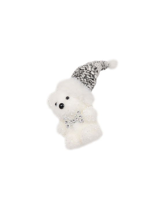 InTheBox Xmas Titch Bear 1 Ornament de Crăciun Ursul Textil Alb cu Pulbere de Aur cu Paiete