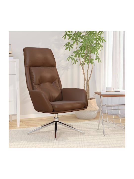 Sessel Drehbar aus echtem Leder Braun 70x77x94cm