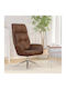 Sessel Drehbar aus echtem Leder Braun 70x77x94cm