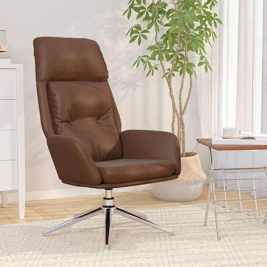 Sessel Drehbar aus echtem Leder Braun 70x77x94cm
