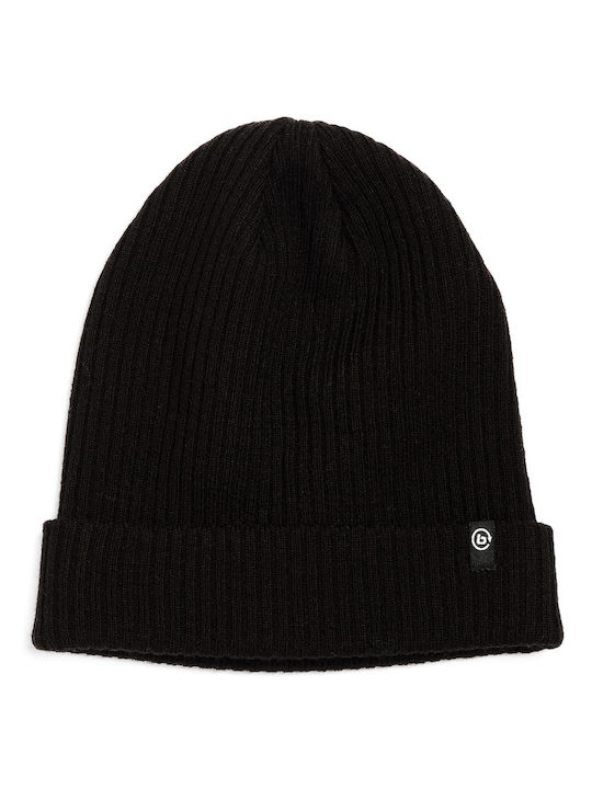 222.BU03.112 Beanie Unisex Beanie with Rib Knit in Black color 222.BU03.112