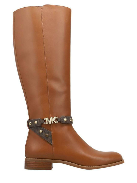 Leather Women's Boots with Zipper Farrah Tabac Brown