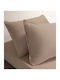 Melinen Sheet Set with 2 Pillowcases Super-Double with Elastic 160x200+25cm. Jersey Beige 3pcs