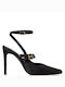 Envie Shoes Pointed Toe Black Heels with Strap