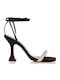 Fabric Sandals with Strass Black