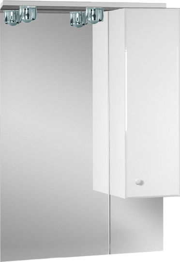 Gloria 65-6110 Oglindă de Baie Dreptunghiulară cu Dulap & Suport pentru Lampă 64x100cm Alb