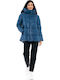 Kurz Damen Puffer Jacke für Winter Marineblau