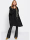 Funky Buddha Women's Midi Coat with Buttons Black