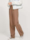 Women's High-waisted Fabric Trousers Flared Tabac Brownc Brown
