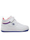 Rebound Vintage Mid Cut Kids Sports Shoes Basketball with Hoop & Loop Closure White
