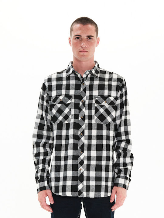 Emerson Langärmlig Flanell Hemd Geprüft White/B...