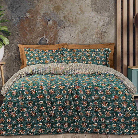 Das Home Set Cearșafuri Single 170x260cm. Green / Ochre 3buc