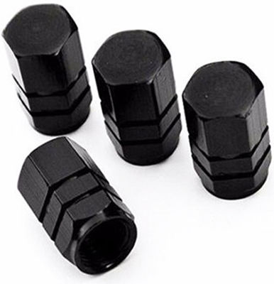 Car Tire Valve Caps Black 4pcs