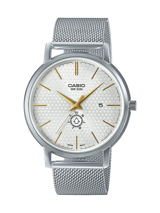 Casio Ανδρικό Ρολόι 41mm Μπαταρίας με Ασημί Ατσάλινο Μπρασελέ