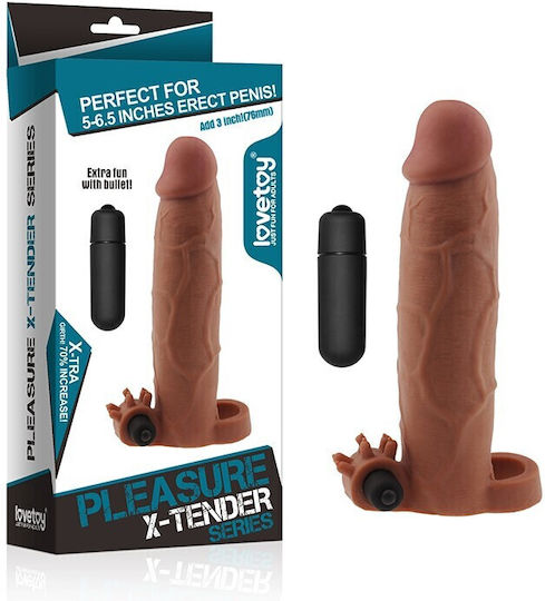 Lovetoy Pleasure X Tender Penis Extension With Vibration With Bullet Flesh 20cm